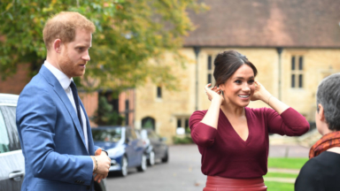 Meghan Markle Stuns In Red Leather Pencil Skirt Giving Us Major Fall Vibes