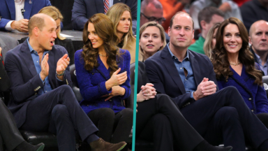 Prince William & Kate Middleton Smile & Laugh While Sitting Courtside At Boston Celtics Game