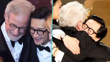 Ke Huy Quan Reunites With Steven Spielberg & Harrison Ford At 2023 Oscars