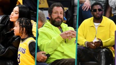 Kim Kardashian, Adam Sandler, Diddy & More Sit Courtside At Star-Studded Lakers Playoff Game