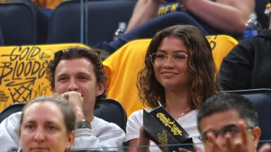 Zendaya & Tom Holland Have Cute Date Night At Lakers & Warriors NBA Playoff Game