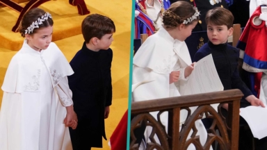 Princess Charlotte & Prince Louis Sweet Sibling Moments at Coronation of King Charles