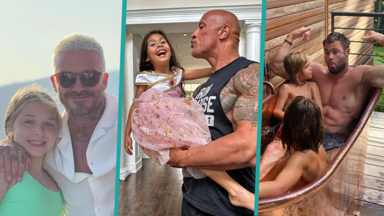 David Beckham, Dwayne Johnson, Chris Hemsworth & More Devoted Celebrity Dads