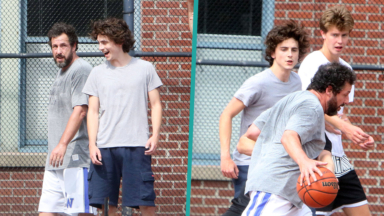 Timothée Chalamet & Adam Sandler Reunite For Friendly Basketball Game In NYC