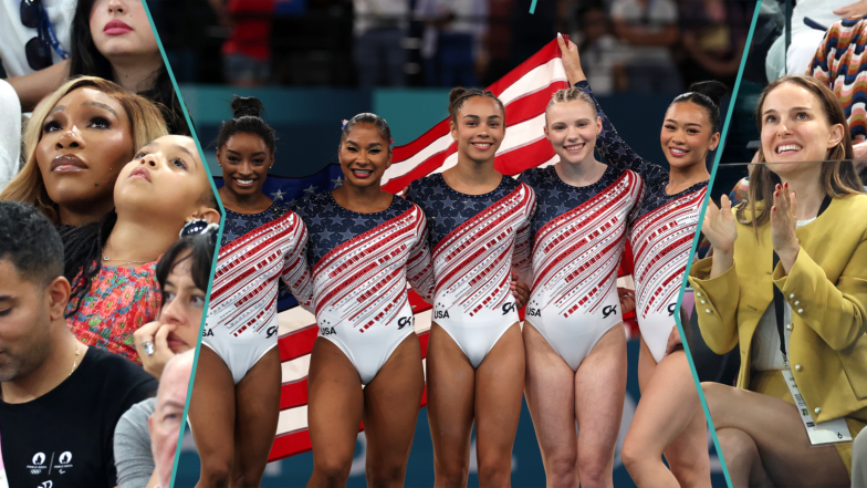 Simone Biles & Team USA Gymnasts Cheered On By Natalie Portman & Serena Williams As They Win Gold