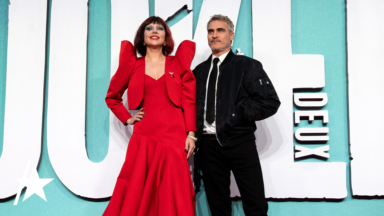 Lady Gaga Channels Harley Quinn With Fiancé Michael Polansky & Joaquin Phoenix At 'Joker' London Premiere