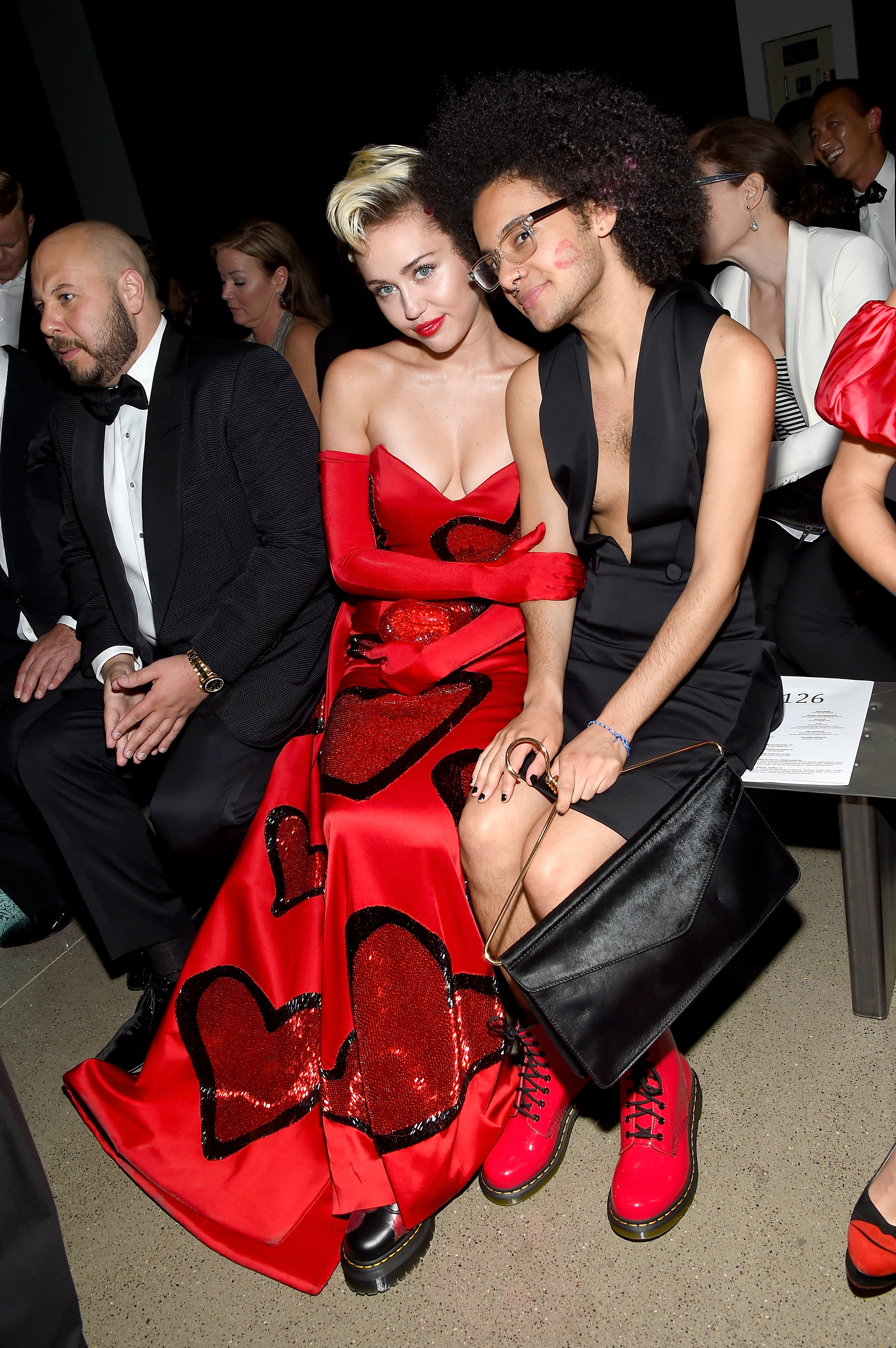 Miley Cyrus and Tyler Ford attend the 2015 amfAR Inspiration Gala New York at Spring Studios on June 16, 2015 in New York City