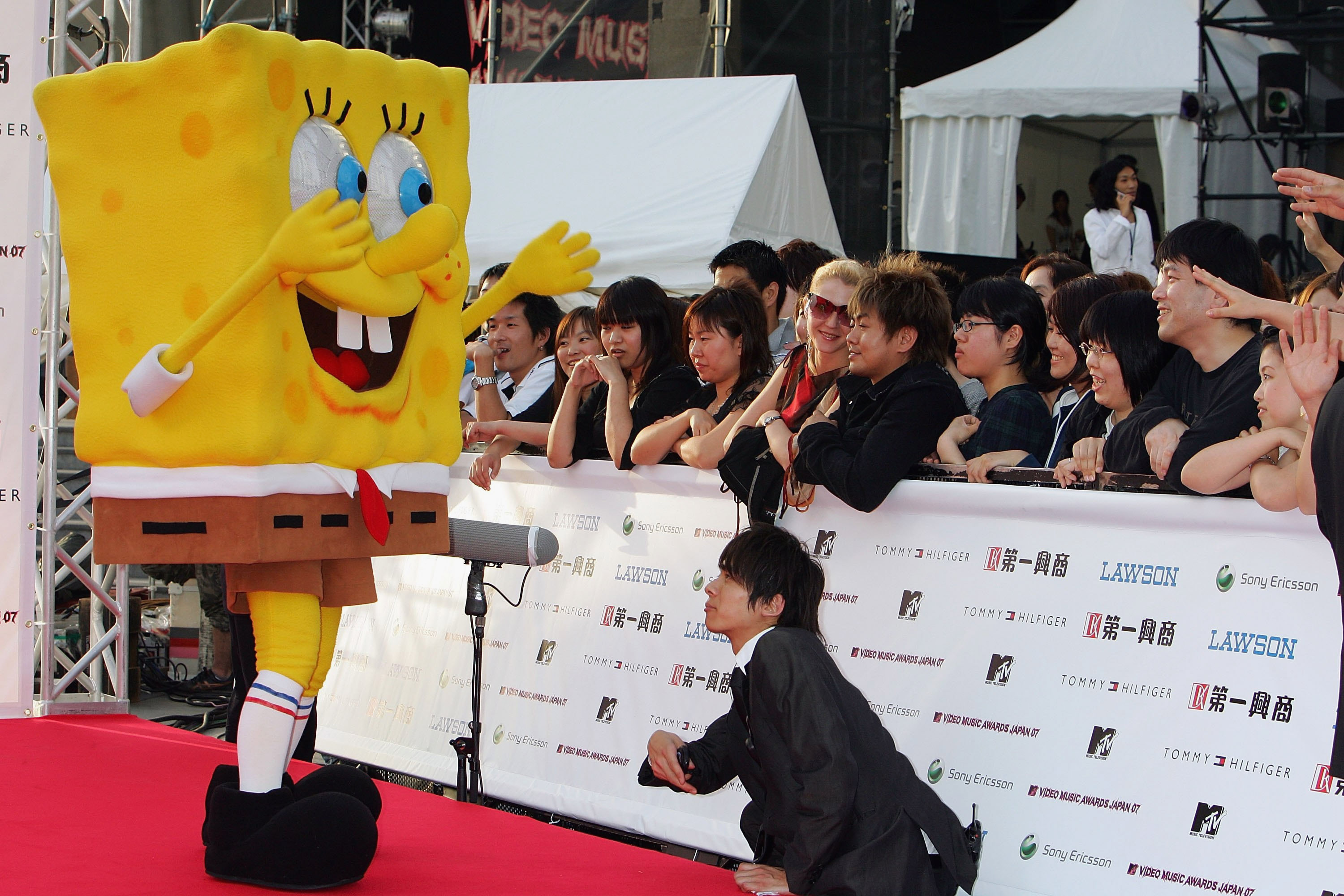 SpongeBob SquarePants arrives at the MTV Video Music Awards Japan, at the Saitama Super Arena on May 26, 2007