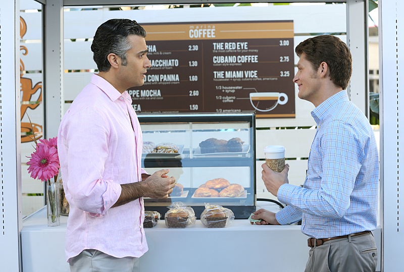 Jaime Camil as Rogelio and Brett Dier as Michael in ‘Jane the Virgin’